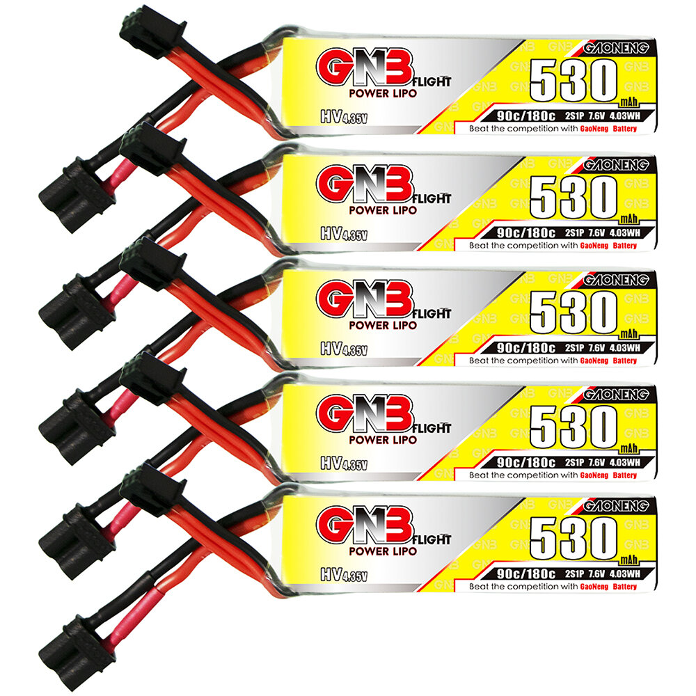 5 stuks Gaoneng GNB 7.6V 530mAh 90C 2S LiHV Lipo-batterij XT30-stekker voor Sub250 Nanofly20 iFlight CineBee Emax Tinyha Top Merken Winkel
